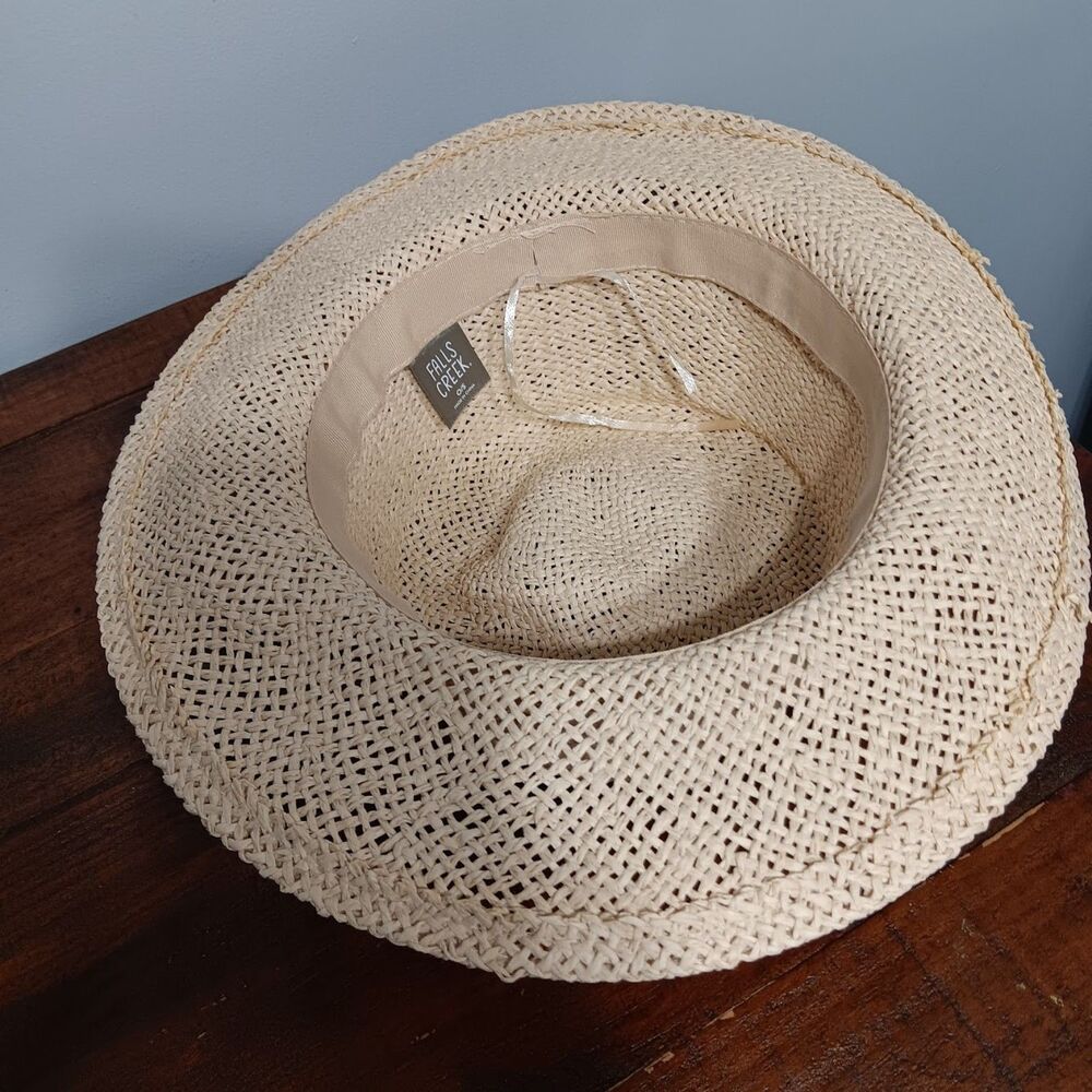 FALLS CREEK BEIGE PAPER STRAW WIDE BRIM SUN HAT WOMEN'S OS ONE SIZE - Picture 3 of 6